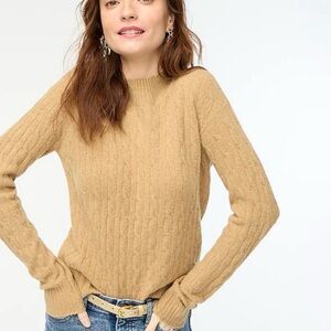 J. Crew Cable-Knit Wool Blend Mockneck Sweater in Extra-Soft Yarn Size Medium